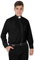 IvyRobes Hommes Chemise Prêtre Col Romain Pretre Clergyman Manches Longues Chemises du Clergé Nior 42-43 EU (17)