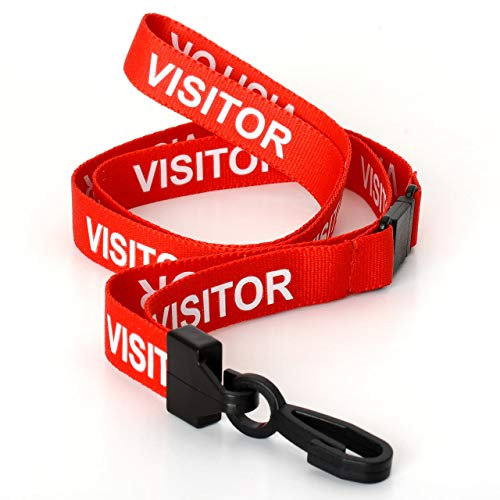 CKB Ltd® 20x Red VISITOR LANYARDS Breakaway Safety Band Halsband Plastik-Clip For ID Card Ausweiskartenhalter Schlüsselband mit Sicherheitsverschluss Schlauchband Holder Für Veranstaltungen Events Ausweise Messen Namensschilder