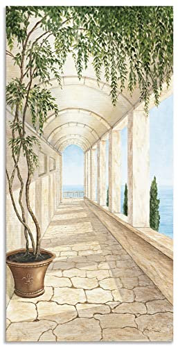 ARTland Wanddeko Wandbild Alu Verbundplatte für Innen & Outdoor Bild 50 x 100 cm Architektur Gebäude Sehenswürdigkeiten Malerei Creme Capri A5VL