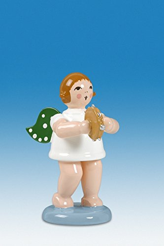 Rudolphs Schatzkiste Holzfigur Engel mit Tamburin ohne Krone Höhe 6cm NEU Holzengel Instrument Seiffen Erzgebirge Figur Dekoration Holzfiguren Weihnachten Fensterschmuck Spielzeug Deko