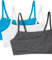 Fruit of the Loom Women's T-Shirt Sports Bra, Charcoal Heather White/Isazure, 32