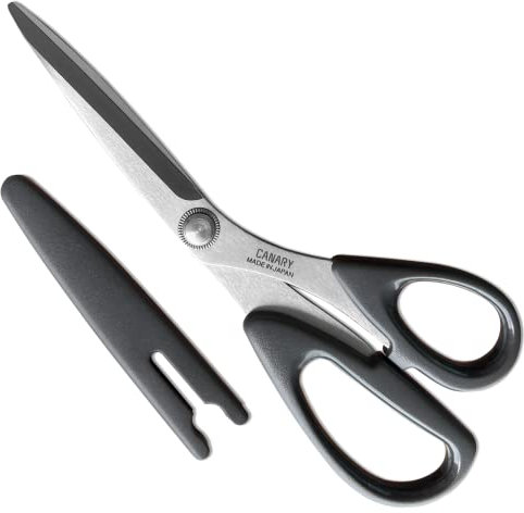 CANARY Fabric Scissors Japanese Stainless Steel 8.25 Inch, Household Cloth Scissors for Fabric Cutting, Heavy Duty Tailor Shears with Cover, Made in Japan, Silver (CS-210B)