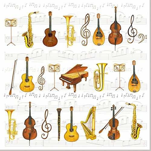 Paperproducts Design Dekorative Getränke-Servietten aus Papier – Einweg-Servietten für die Küche, Cocktail-Servietten – für Mittagessen, Abendessen, Geburtstage, Partys, Feiern, Feiertage – 12er Set Orchester Design
