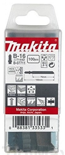Makita B-07711 Stichsägeblatt B-16 HCS 100 Stück, Universalblatt für schnelle Schnitte in alle Holzarten und Kunststoff von 5 bis 65 mm Materialstärke