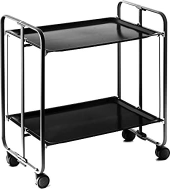 DON HIERRO Bauhaus - Carro Plegable de Cocina, 2 bandejas, Estructura Negra