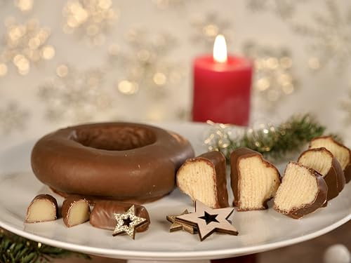 Bäckerei Nestler I Handgefertigter Baumkuchen 1 Ring mit Vollmilchschokoladenüberzug I nach Familienrezept gebacken - vom Handwerksbäcker aus dem Erzgebirge I Handwerkliches Qualitätsprodukt