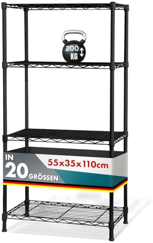 casa pura Metallregal Rocky anthrazit - dekoratives & Robustes Lagerregal, Steckregal für Bad, Küche, Büro, Lager, Keller (4 Böden - 55(B) x35(T) x110(H) cm)