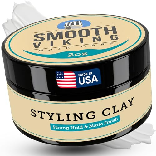 Smooth Viking, Hair Clay for Men Strong Hold Matte Finish Easy Wash Out 2oz
