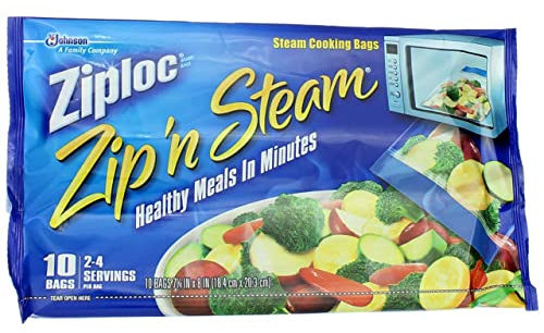Ziploc Bolsas de Cremallera 'n de cocción al Vapor, tamaño Mediano, 10-Count (Paquete de 4)