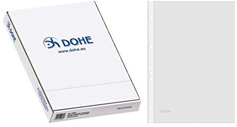 Dohe 90584 - Pack de 100 fundas multitaladro, folio, Cristal