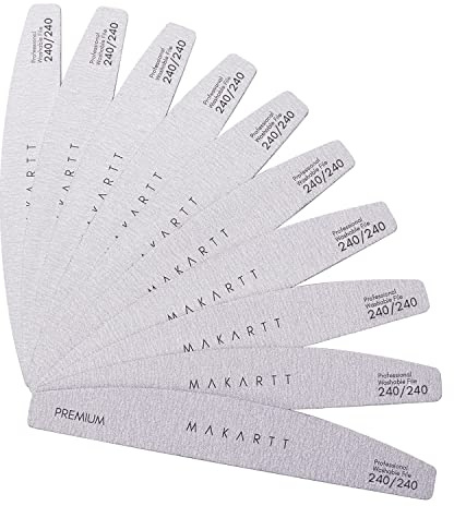 Makartt - Lima per unghie Zebra 240, grana 240, per unghie in gel e acrilico per unghie in gel, lavabili, 10 strumenti per manicure