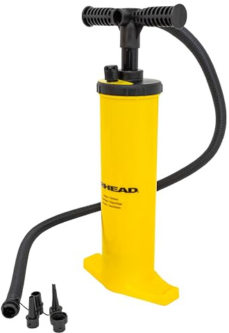 AIRHEAD Double Action Hand Pump – Manual Air Pump for Inflatables, Towables & Floats – Inflates on Up & Down Stroke – Up to 14 PSI – 5ft Locking Hose + 4 Valve Fittings
