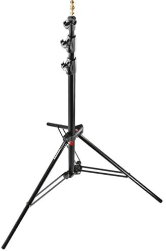 Manfrotto 1005BAC 271,8 cm Luftgepolsterter Aluminium-Stativ mit 3 Abschnitten und 2 Erhöhungen, Schwarz