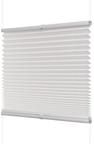 Ventanara® Plissee ohne Bohren Weiß Klemmfix Plisseerollo Faltrollo verspannt inklusive Premium Klemmträger 80 x 130 cm