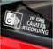 5 x Small in Car Camera Recording Stickers CCTV Signs Van Lorry Truck Taxi Bus Mini Cab Minicab Security Window Go Pro Dashcam White on Clear Version C20