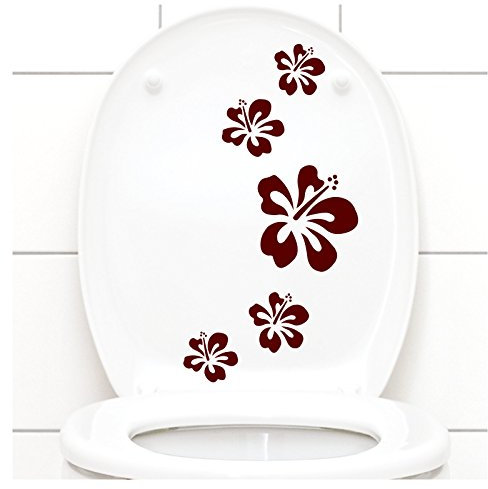 Grandora Klodeckel Aufkleber Hibiskusblüten I dunkelrot 5er Kreativset I Bad Blüten Blumen Hibiskus Aufkleber Wandaufkleber Wandsticker W916