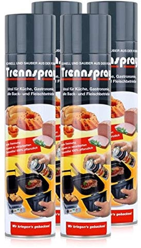 Boyens 4er Set Spraydosen mit 600 ml Antihaftspray, zum Einfetten von Grillrosten und für Auflaufformen (Etikett in deutscher Sprache)