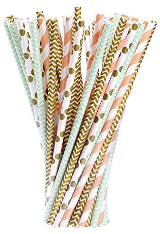Papierstrohhalm für Geburtstag, Hochzeit, Babyparty, Feier, 100 Stück