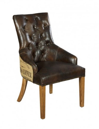Stuhl Nelson Dark Esszimmerstuhl Vintage-Leder Dunkelbraun Chesterfield-Look
