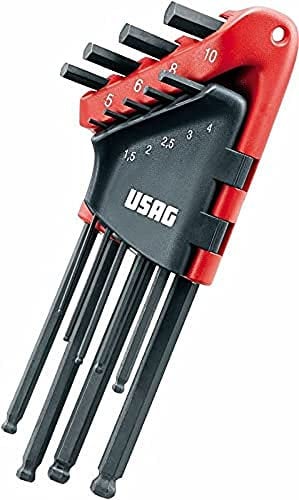 USAG 280 LTS/S9 - Serie di 9 chiavi a brugola maschio esagonale lunghe testa sferica 280084