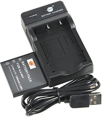 DSTE SLB-0837 Li-ion Battery + USB Charger Compatible for Samsung Digimax i6 PMP, i70, i70S, L700, L700S, L73, NV3, NV5, NV7, NV7 OPS, Pentax D-LI95, Optio M85, Konica Minolta NP-1, DiMAGE X1