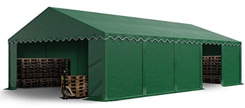 TOOLPORT Tendone deposito 5x10 m PVC 700 N verde scuro impermeabile tenda capannone tenda di stoccaggio