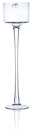 Kerzenhalter, Teelichthalter auf Fuß H. 35cm D. 9cm Glas rund Sandra Rich