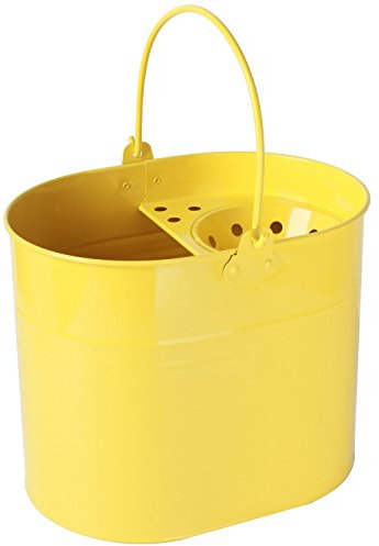 CrazyGadget® 15L 15 Litre Large Metal Steel Colour Mop Bucket with Handle for Home Office General Cleaning (Yellow)