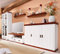 clever-moebel Wohnwand aus Kiefernholz, weiß/kirschbaumfarben lackiert, Wohnzimmer-Schrank