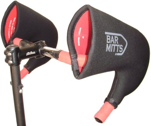 BAR MITTS Cold Weather Road Bicycle Handlebar Mittens fits Campy/SRAM/Shimano Shifters with Internally Routed Cables, Large,Black