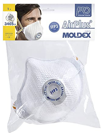 Moldex Atemschutzmaske Air Plus FFP3 R D mit Klimaventil 1 Stück, 3405 12