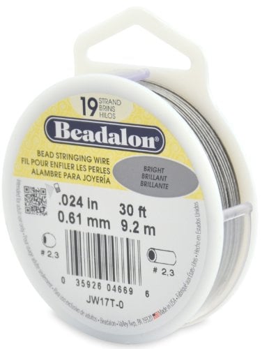 Beadalon 9.2 m Reel 0.61 mm Diameter 19 Strand Wire, Bright | 19 Micro-Wire Strands, Nylon-Coated, Polished Finish, Professional Grade, Multiple Sizes, DIY Jewelry Making, Made in USA