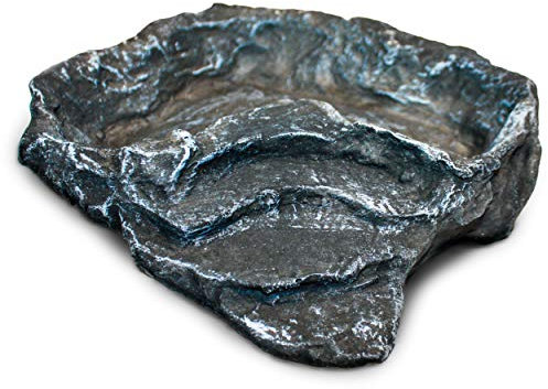 Komodo Terraced Dish, Large, Grey, Reptile Feeding Dish, Reptile Water Dish, Rock Bowl