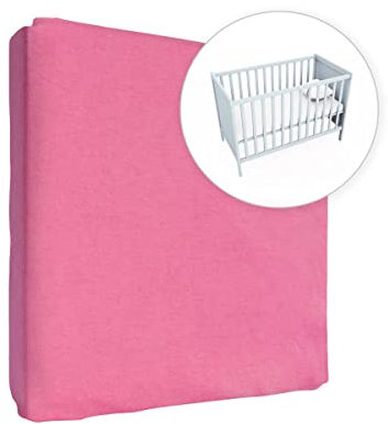 Drap-Housse en Jersey 100% Coton pour Matelas de 120 x 60 cm (Rose)