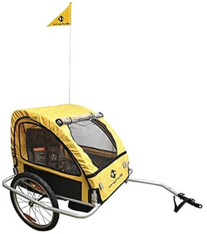 M-Wave Kids Ride Easy Faltbarer Kinder Und Gepäck-fahrradanhänger Mit Stahlrahmen, Silber, 60 x 75 x 28 cm