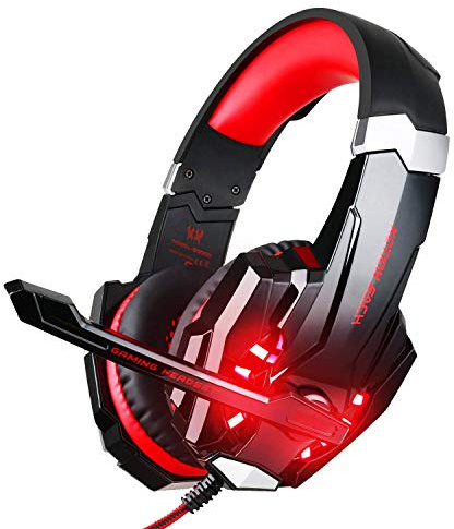 Bluefire Gaming Headset per Playstation 4 PS4 tablet PC iPhone 6/6S/6 Plus/5S/C/5 Mobilephones, 3.5 mm cuffie con microfono LED (rosso)