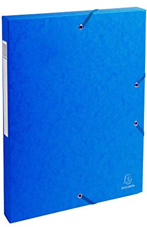 Exacompta - Réf. 50302E - 1 boite de classement avec élastiques Exabox - en carte lustrée 600g/m2 - Dos 2,5 cm - dimensions 25 x 33 cm - pour documents A4 - couleur bleu - livrée montée