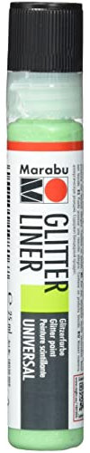 Marabu 18030009561 - Glitter Liner kiwi, Glitzer - Effektfarbe auf Wasserbasis für bezaubernde Glitzereffekte auf Stoff, Holz, Metall speichelecht, einfache Fixierung