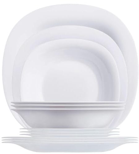 Luminarc Carine Servizio Tavola, Vetro Opale, 18 Pezzi, Bianco