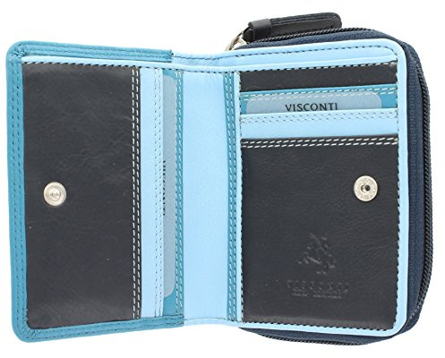 VISCONTI Rainbow Leather Ladies Purse Style RFID Blocking RB53 Navy Multi