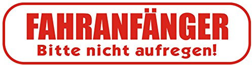 INDIGOS UG - Magnetschild Auto Fahranfänger. Bitte Nicht aufregen 30 x 8 cm Streifen - Magnetfolie LKW Truck Transporter Baustellenfahrzeug Firmenwagen - flexibel abnehmbar, wetterfest