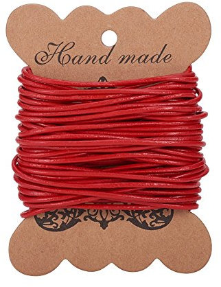 PH PandaHall 1 Roll 2 mm Cowhide Round Leather Cords For Bracelet Neckacle Beading Jewellery Making 10 meter / 11 Yard Red