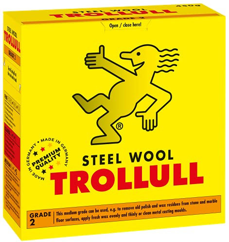 TROLLULL Steel Wool | Wire Wool 450g medium 2, can be used to remove old wax or polish residues, apply wax, or clean metal casting moulds