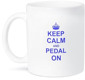 3dRose Keep Calm and Pedal on Mug, 15 oz, Ceramic