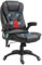 HOMCOM 6-Point Massage Office Chair with Seat Heated for Home Office, PU Leather High Back Executive Desk Chair with Adjustable Height and 360° Swivel for Work Study, Black