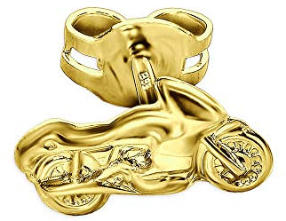 CLEVER SCHMUCK Goldener einzelner Single Ohrstecker Motorrad 9 x 5 mm nach rechts fahrend glänzend 333 Gold 8 Karat, Lieferung von 1 Stück im Schmucketui