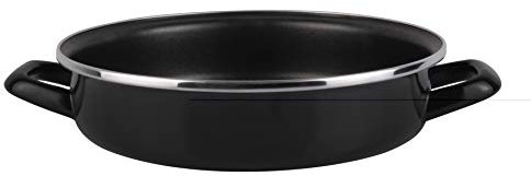 MAGEFESA Black - Molde de Horno 28cm de Acero vitrificado Exterior Negro. Antiadherente bicapa Reforzado, Apto también para Todo Tipo de cocinas, Especial inducción. 50% de Ahorro energético.