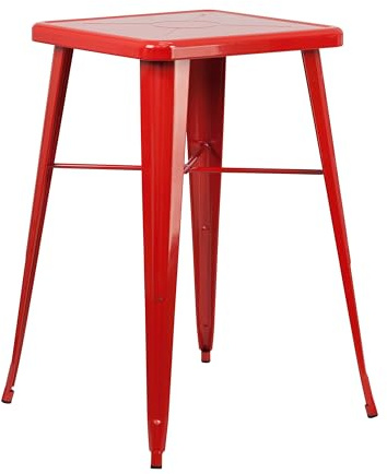 Flash Furniture Aaron Stehtisch, 60,3 cm, quadratisch, Metall, für drinnen und draußen, Rot
