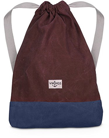 VIKINGS Rucksack Gym Bag Sack Turnbeutel Baumwolle Canvas Tasche Sport für Frauen Männer Kinder, Farbe: Bordeaux