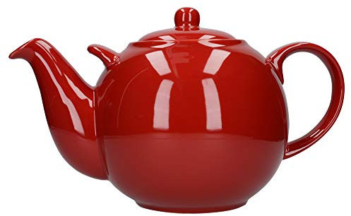 London Pottery Globe Extra große Teekanne mit Sieb, Keramik, rot, 3 l